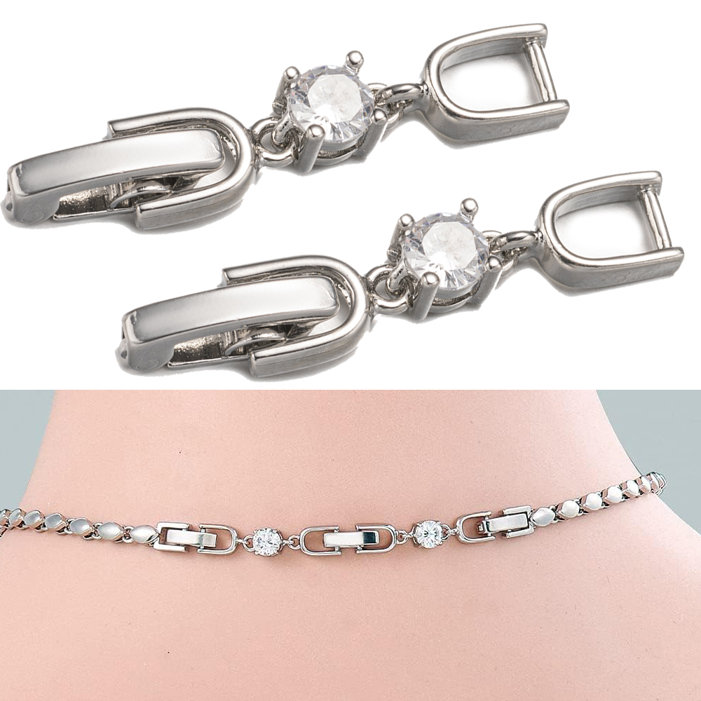 Gold Plated Jewelry - 5pcs White Gold Plated Crystal Rhinestone