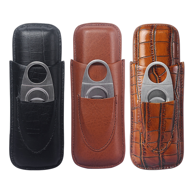 Portable 2-Finger Leather Ciga - Premium Cigar Case review and price