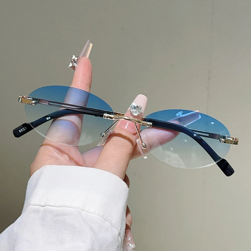 Rimless Oval Sunglasses Women  - Designer Sunglasses review and price