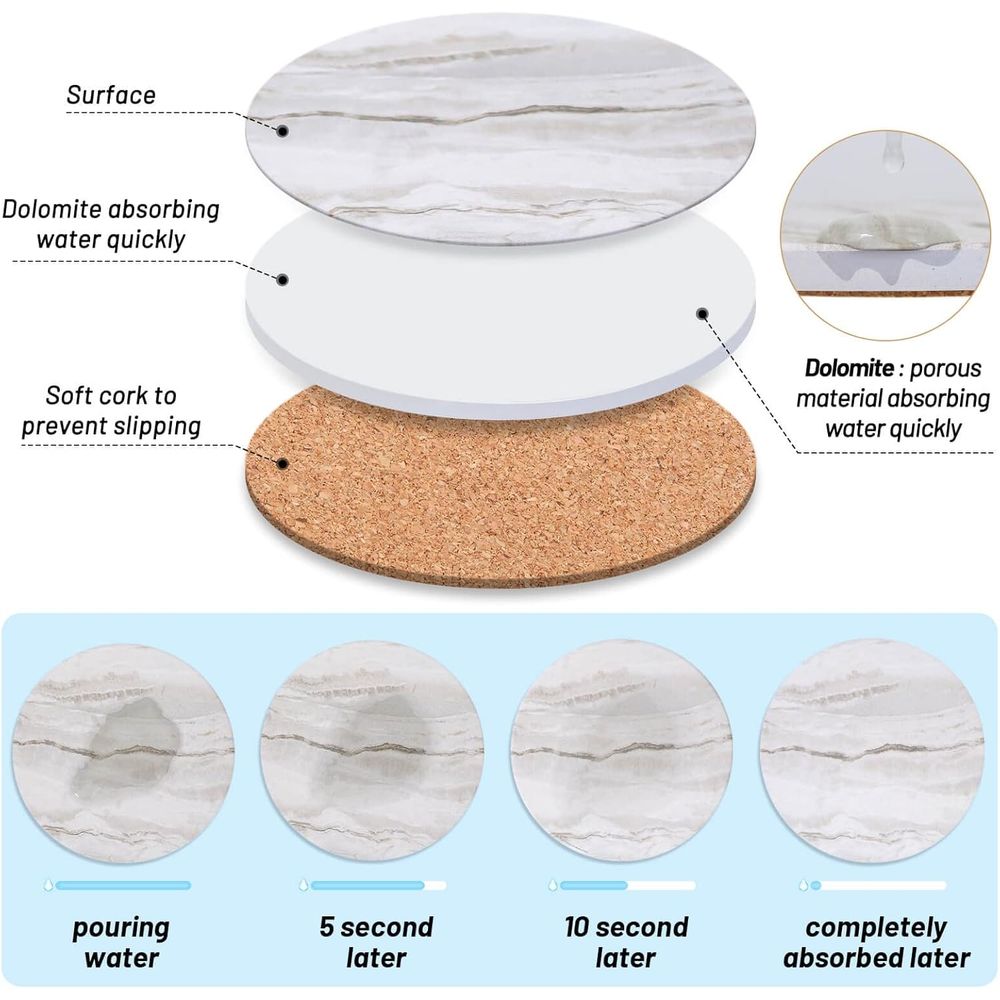 6-Piece Absorbent Coaster Set, - Marble Coaster Set review and price