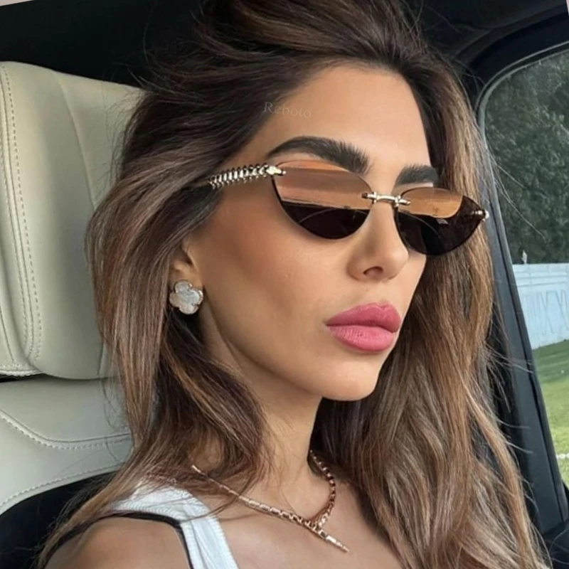 New Cat Eye Rivet Rimless Sung - Designer Sunglasses review and price