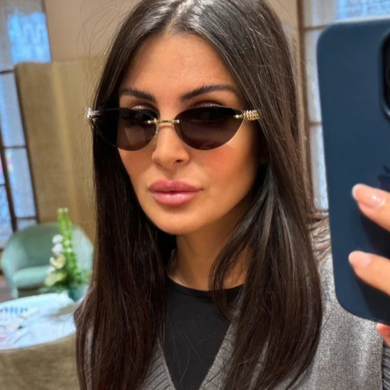 New Cat Eye Rivet Rimless Sung - Designer Sunglasses review and price