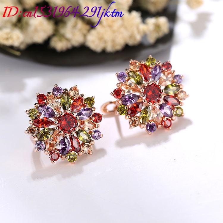 Natural Crystal Flower Earring - Gold Plated Jewelry review and price