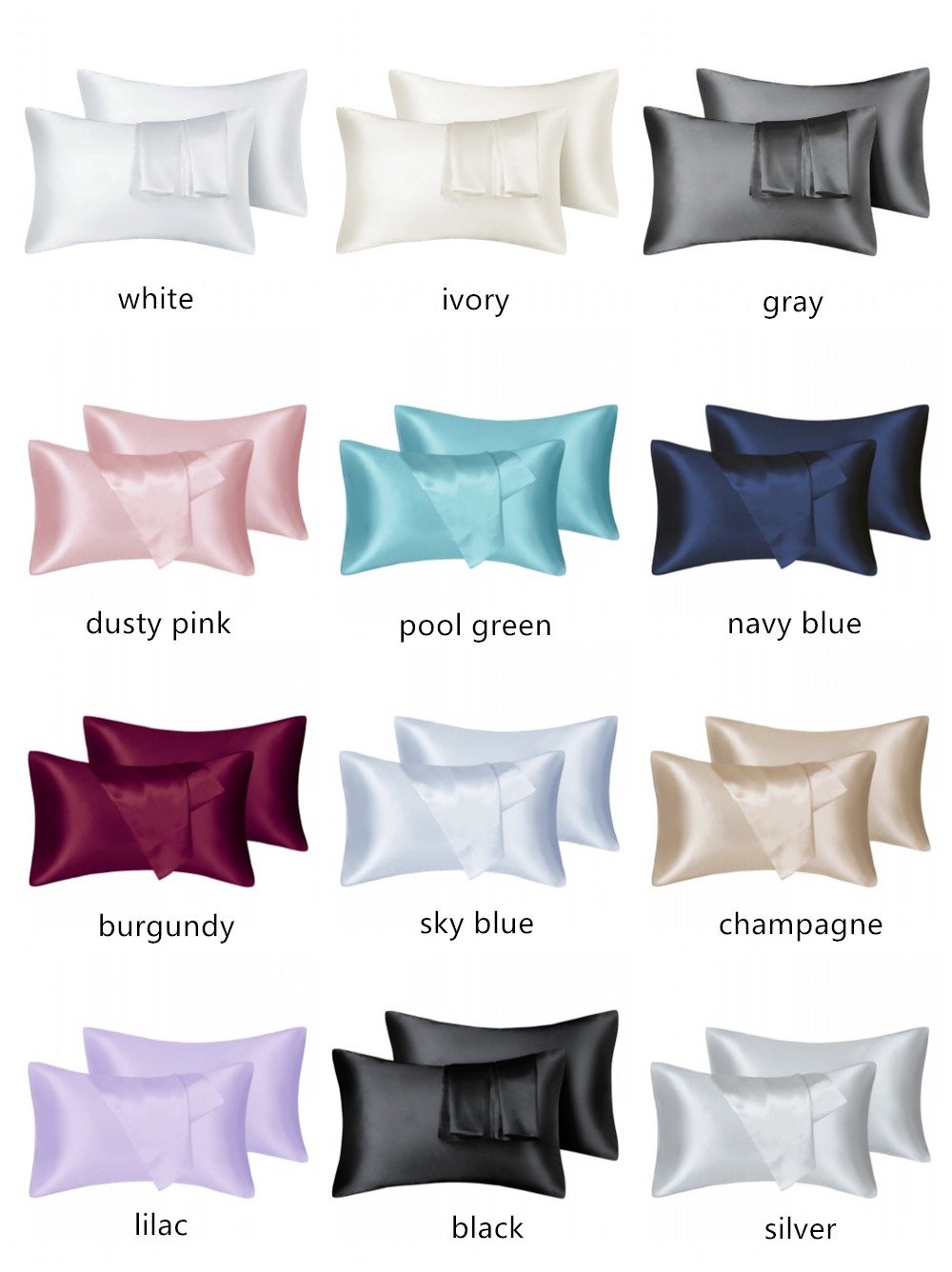 2pcs/lot Solid Silky Satin Ski - Silk Pillowcase review and price