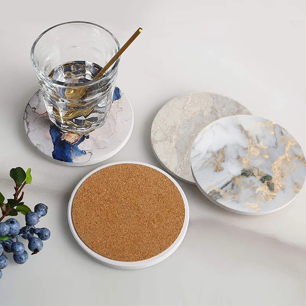 White Marble Coaster  Absorben - Marble Coaster Set review and price