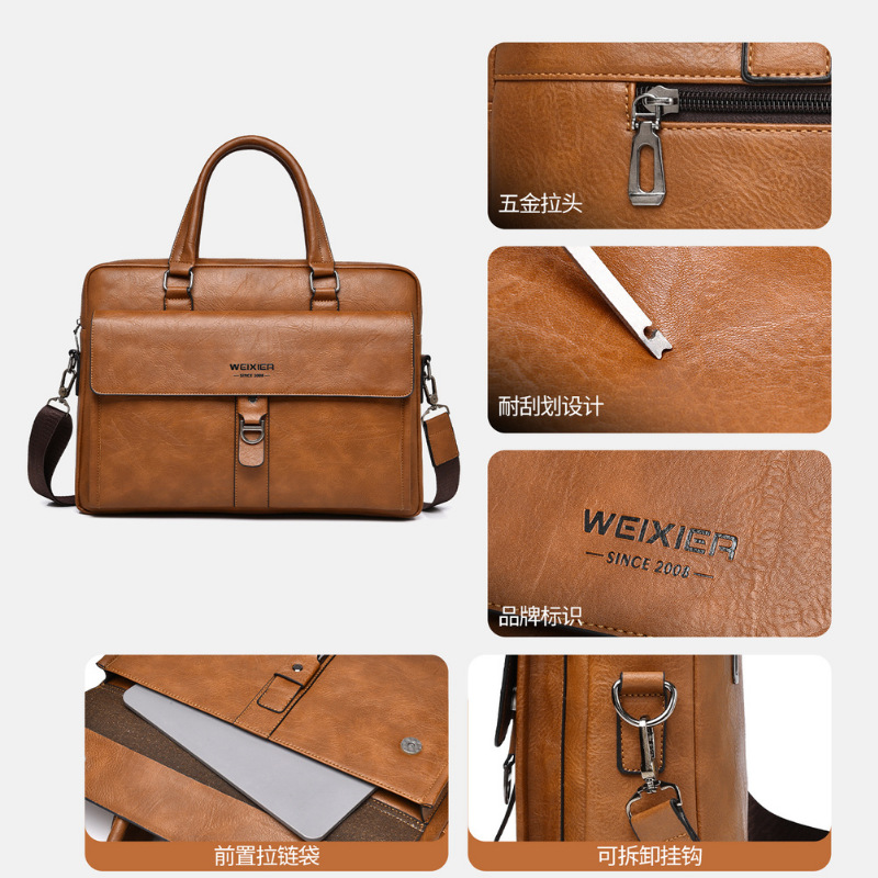 Vintage Dark Brown PU Leather  - Leather Briefcase review and price